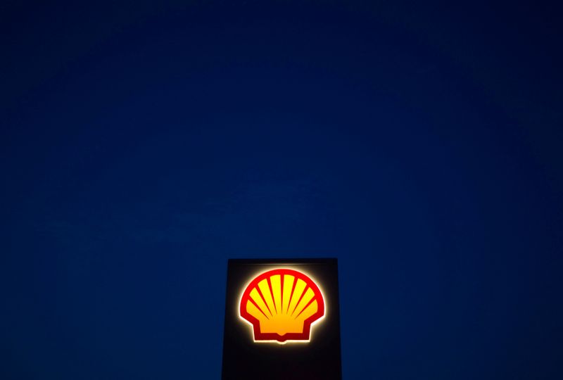 FILE PHOTO: A Shell oil and gas sign is pictured