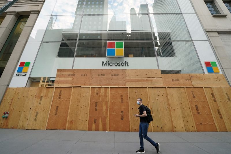 The Microsoft store is pictured in the Manhattan borough of