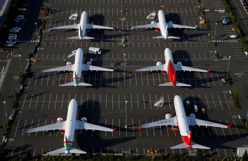FILE PHOTO: Boeing 737 Max aircraft are parked in a