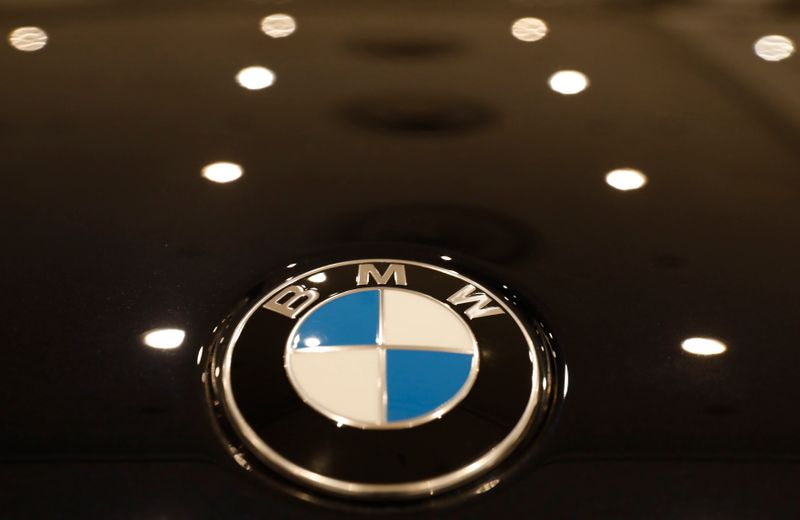 The BMW logo is seen on a vehicle at the