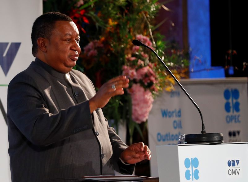 OPEC Secretary General Barkindo delivers his speech in Vienna