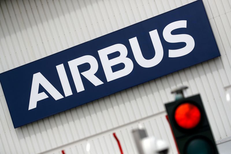 FILE PHOTO: Airbus logo at the entrance of the Airbus