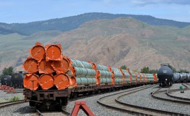 FILE PHOTO: Steel pipe to be used in the pipeline