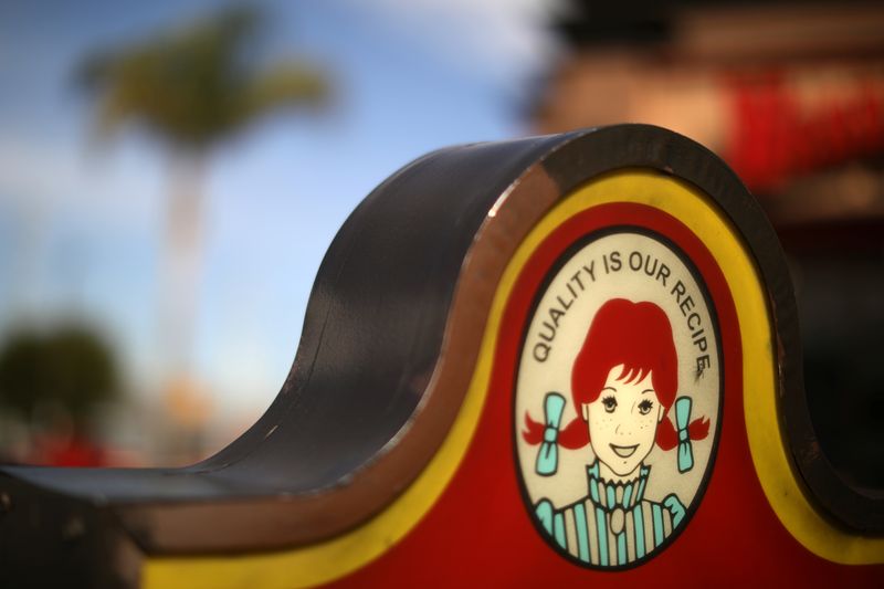 A Wendy’s fast food restaurant sign is seen in Los