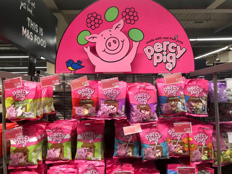Percy Pig products are on display at a Marks &