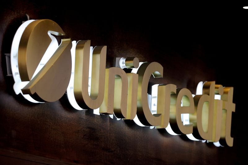 FILE PHOTO:  Unicredit bank logo is seen in the
