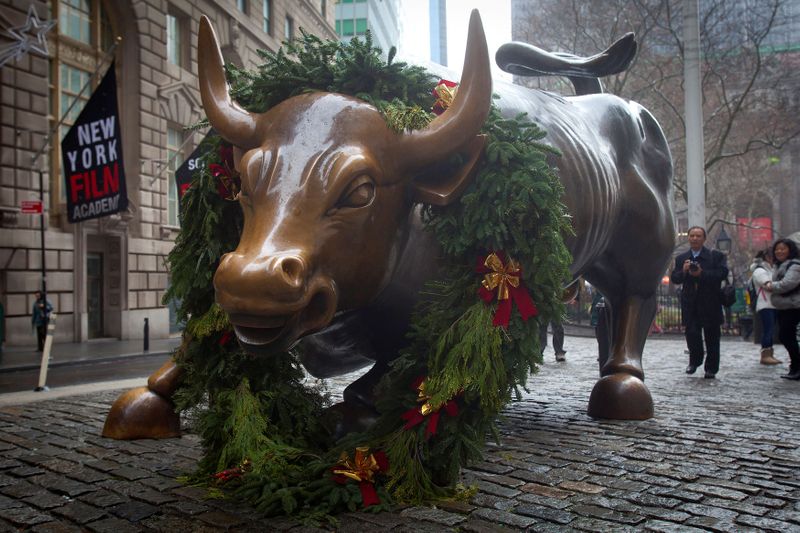 FILE PHOTO: The Wall Street bull statue is pictured in
