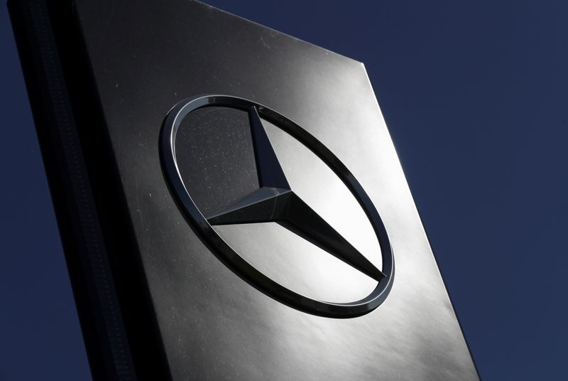 A logo of Mercedes-Benz is seen outside a Mercedes-Benz car