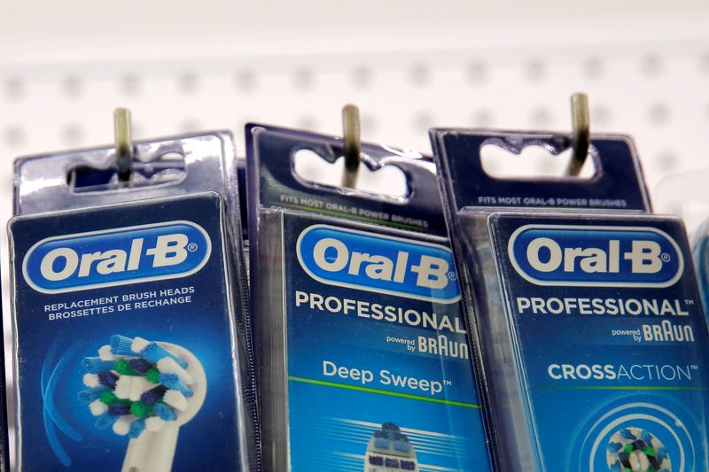 FILE PHOTO: Procter & Gamble’s Oral-B toothbrush heads are seen