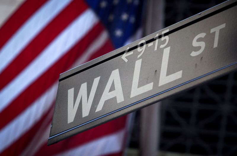 FILE PHOTO: A Wall Street sign outside the New York