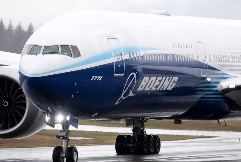 FILE PHOTO: A Boeing 777X airplane taxis during an attempted