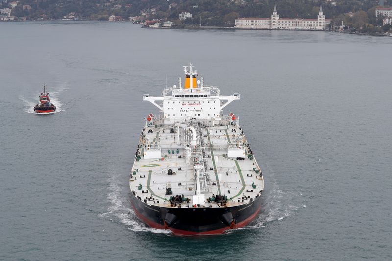 Maltese-flagged crude oil tanker Captain Paris sails in Istanbul’s Bosphorus