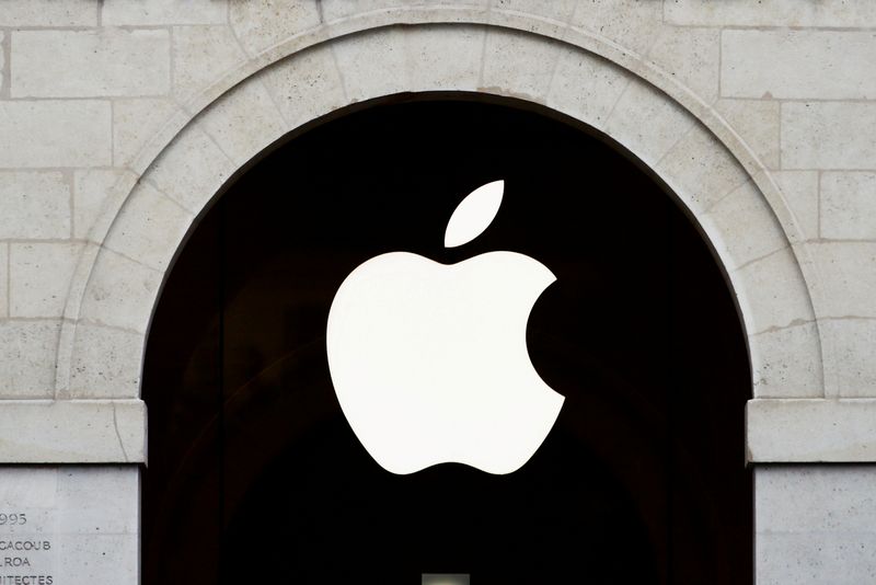 FILE PHOTO: Apple logo is seen on the Apple store