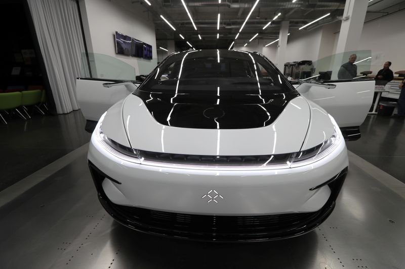 Faraday Future’s luxury electric car FF91 is seen at the