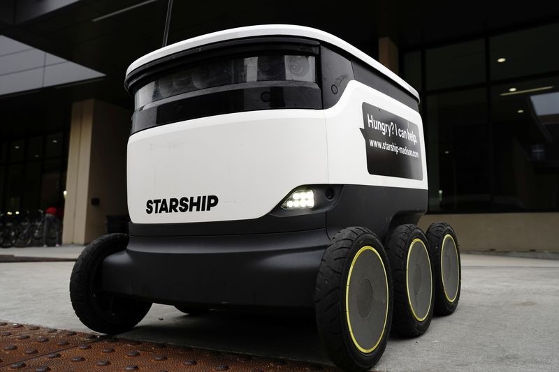 Starship Technologies food delivery robot  is seen at University