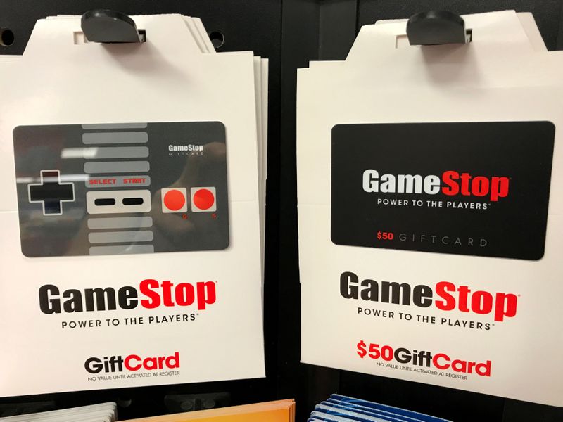 FILE PHOTO: GameStop gift cards are shown for sale at