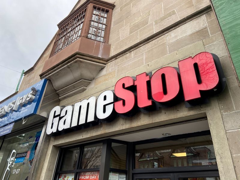 A GameStop store is seen in the Jackson Heights neighborhood