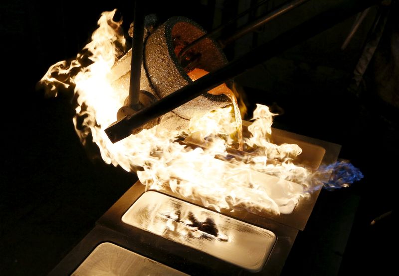 FILE PHOTO: Ingots of 99.99 percent pure silver are cast