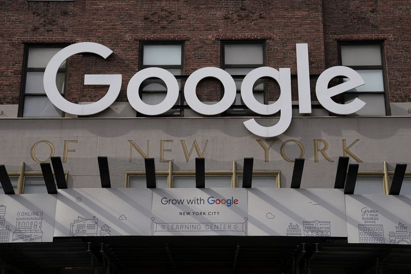 FILE PHOTO: A Google sign is pictured on a Google