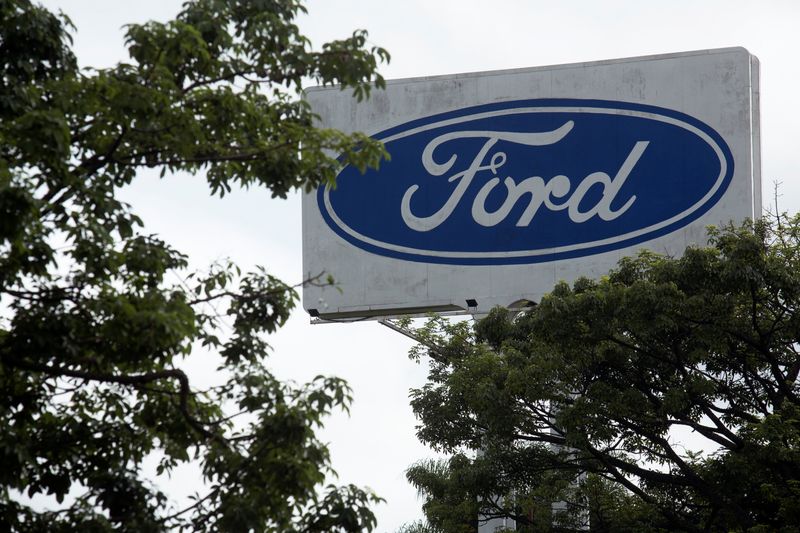 Ford logo is pictured at Ford Motor Co plant in