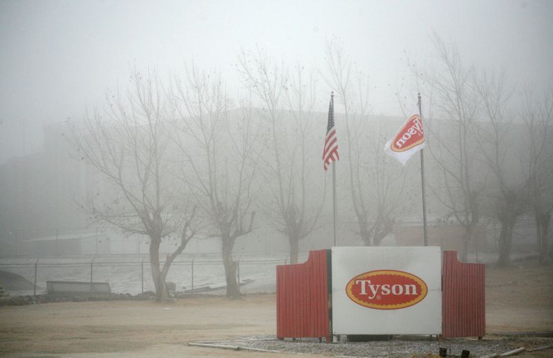 FILE PHOTO: Fog shrouds the Tyson slaughterhouse in Burbank, Washington