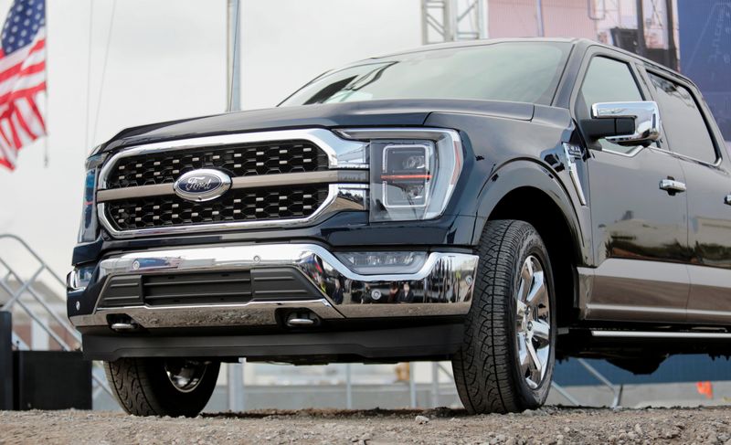 Ford Motor Co. displays a 2021 Ford F-150 pickup truck