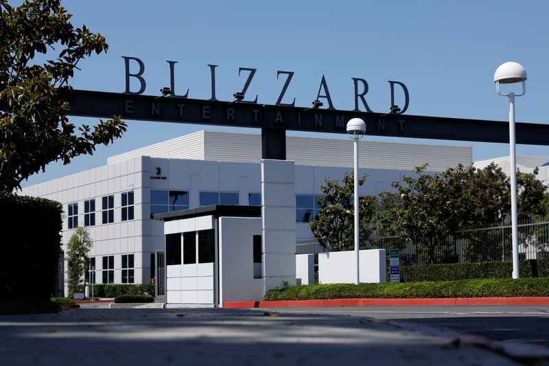 The entrance to the Activision Blizzard Inc. campus is shown