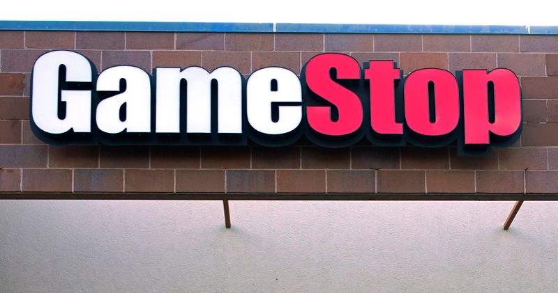 FILE PHOTO: The GameStop store sign is seen at its