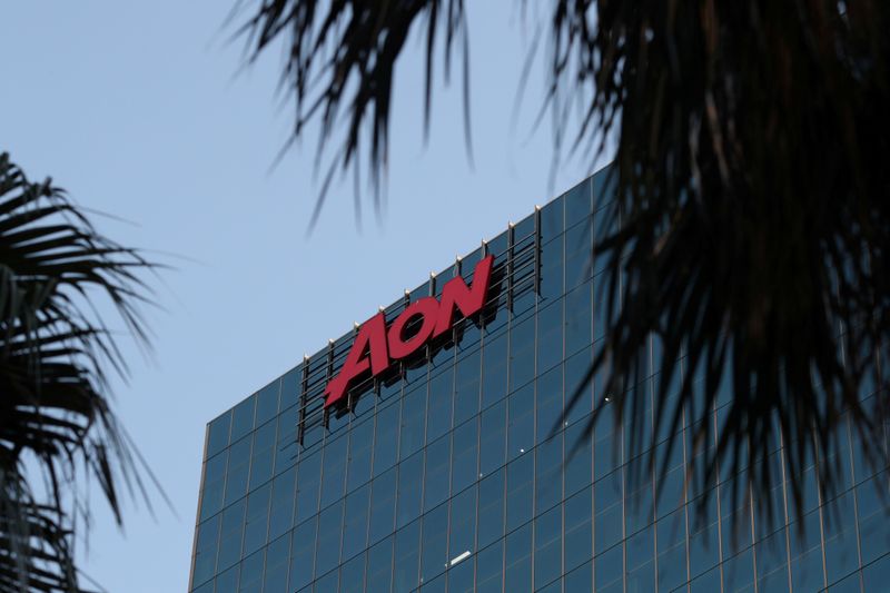 FILE PHOTO: An office building with Aon logo is seen