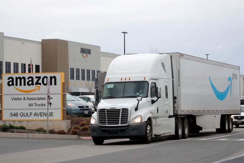 FILE PHOTO: Amazon’s JFK8 distribution center in Staten Island, New
