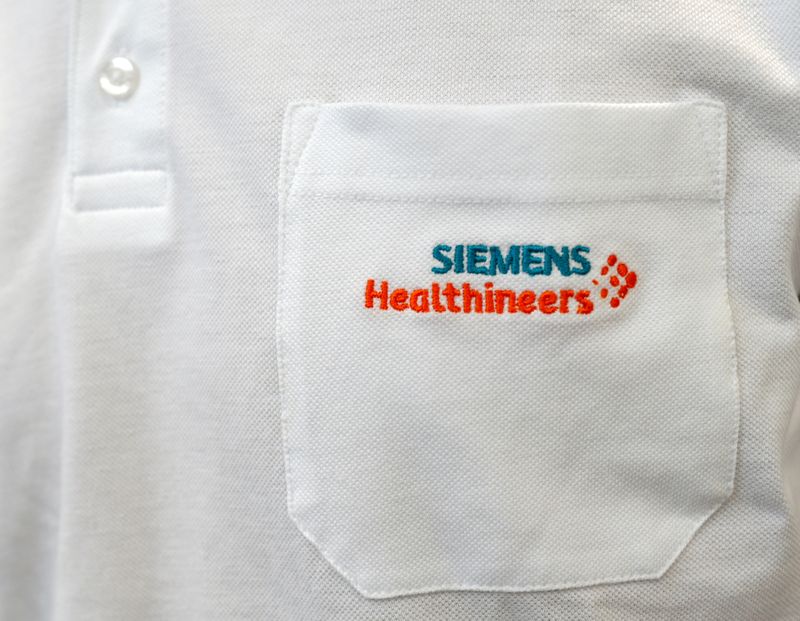 FILE PHOTO: Siemens Healthineers logo is seen on an item