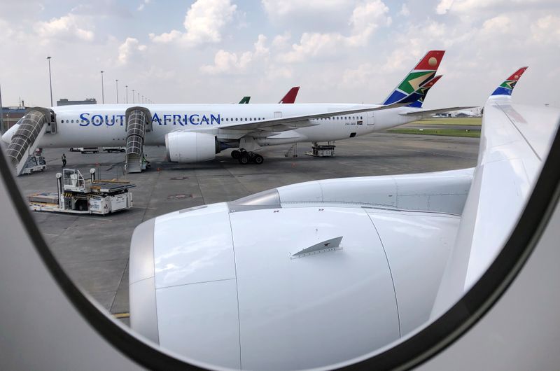 FILE PHOTO: A South African Airways aircraft is seen at