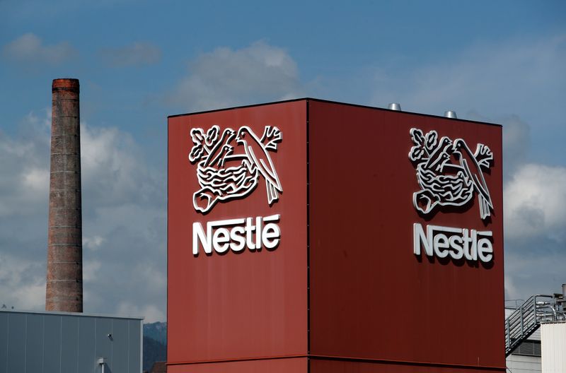 A Nestle logo is pictured on a coffee factory in