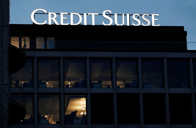 FILE PHOTO: A logo of Credit Suisse is pictured on