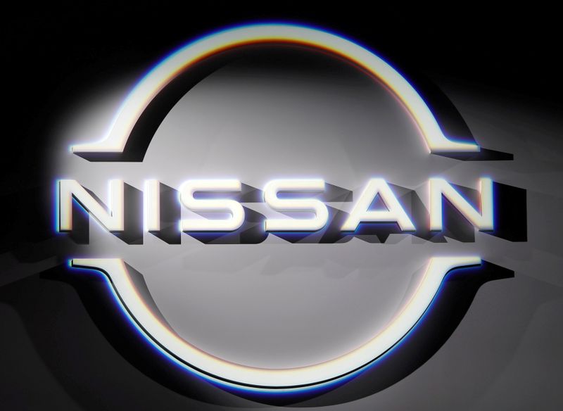 FILE PHOTO: The brand logo of Nissan Motor Corp. is