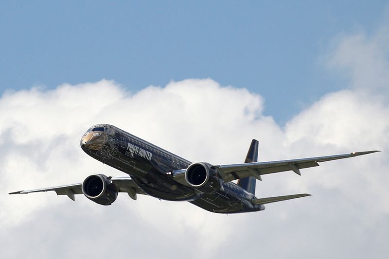 FILE PHOTO: An Embraer E195-2 performs during the 53rd International