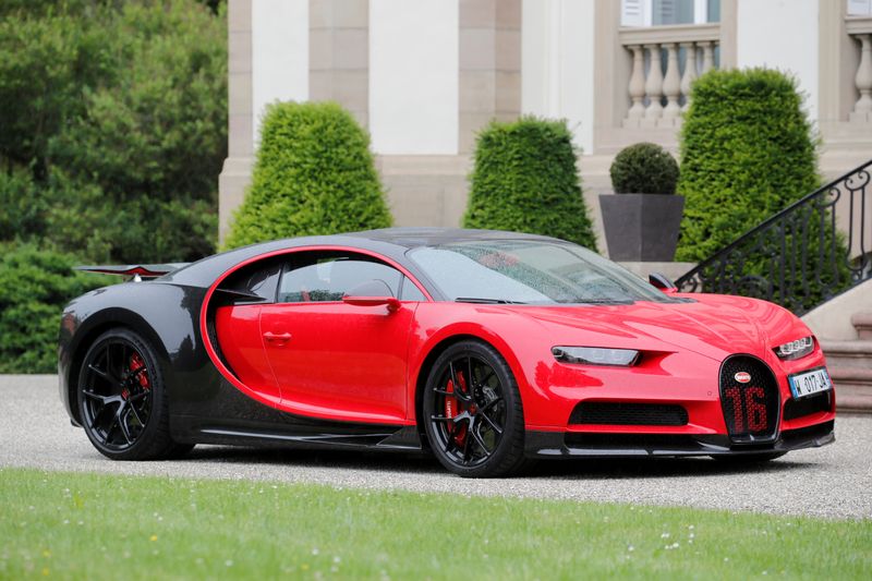 FILE PHOTO: A Bugatti Chiron sports car stands in front