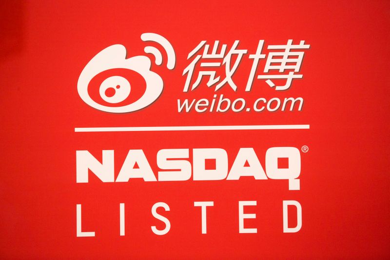 FILE PHOTO: Signage for Weibo Corporation is seen at the