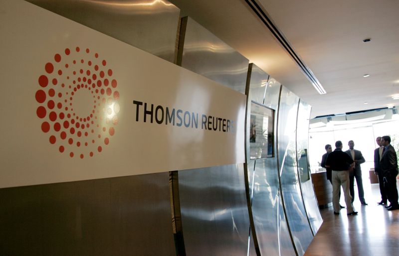 FILE PHOTO: Plaque with the new logo of Thomson Reuters