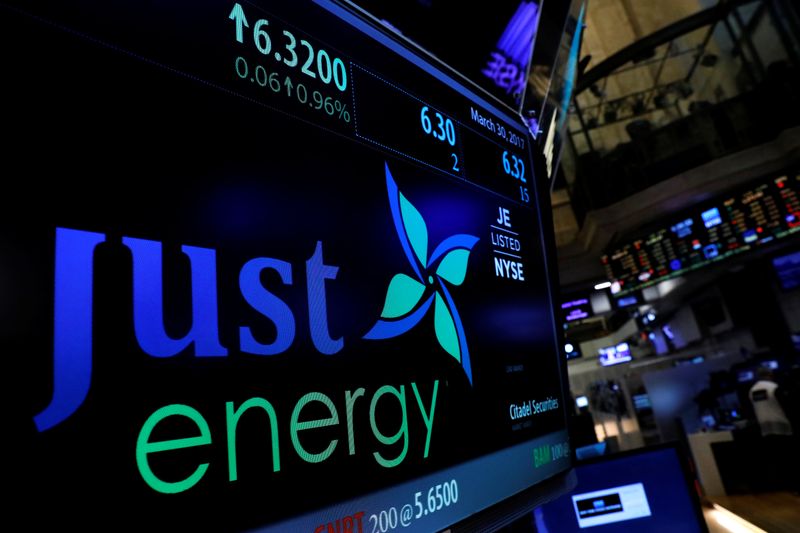 The company logo and trading information for Just Energy Group