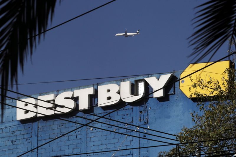 FILE PHOTO: A sign marks a Best Buy store at