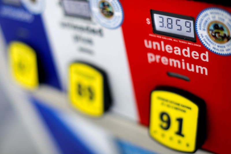FILE PHOTO: The price of gasoline is shown on a