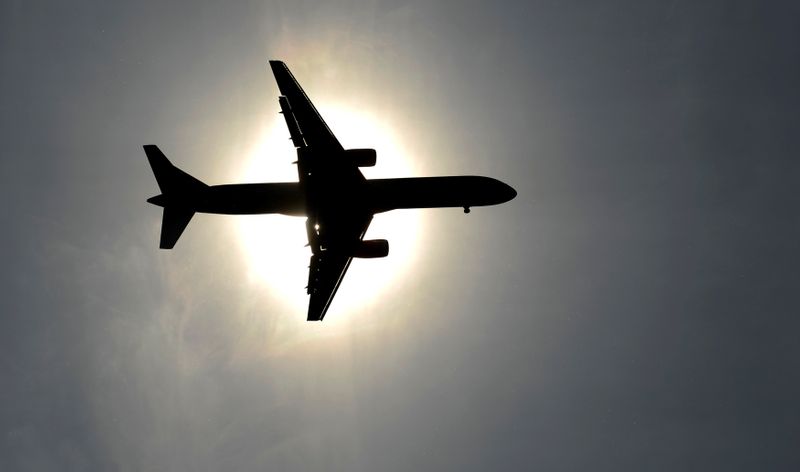 FILE PHOTO: Plane approaching Leeds Bradford airport passes in front