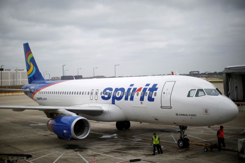 FILE PHOTO: A Spirit Airlines A320-200 airplane sits at a