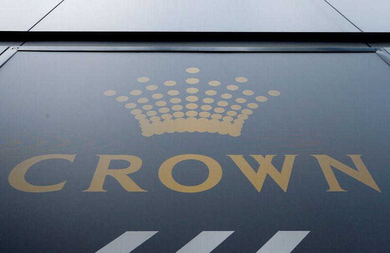 The logo of Australian casino giant Crown Resorts Ltd adorns