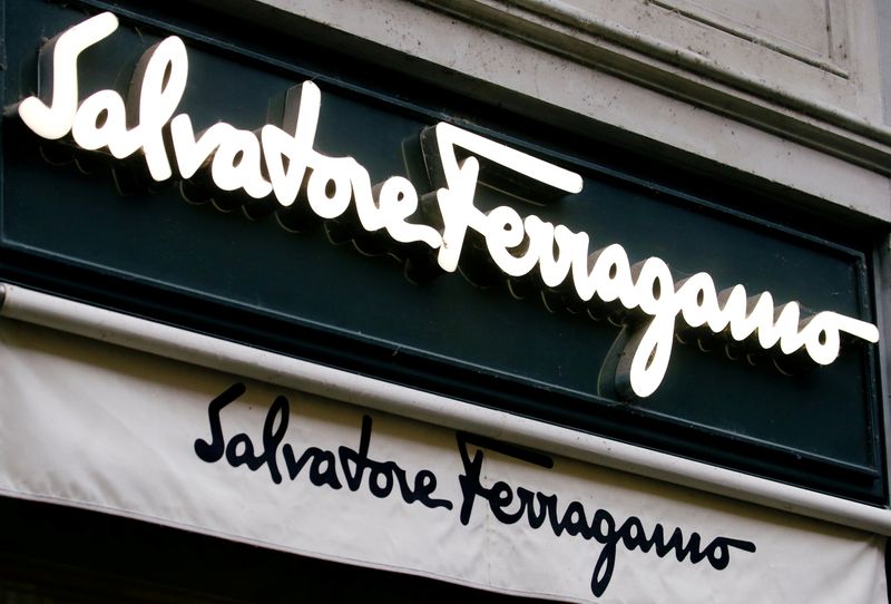 FILE PHOTO: Italian luxury fashion house Salvatore Ferragamo’s logo is