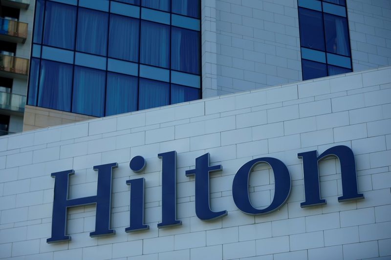 Logo of Hilton hotel is seen in Batumi
