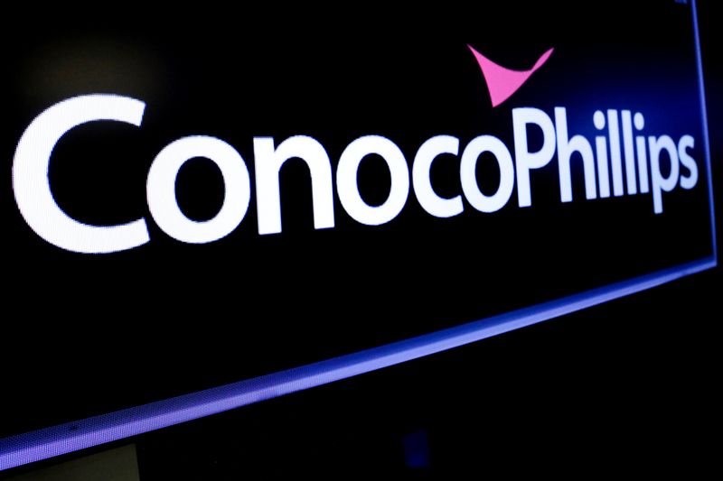 The logo for ConocoPhillips is displayed on a screen on