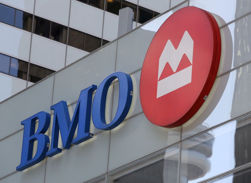 FILE PHOTO: The logo of the Bank of Montreal (BMO)