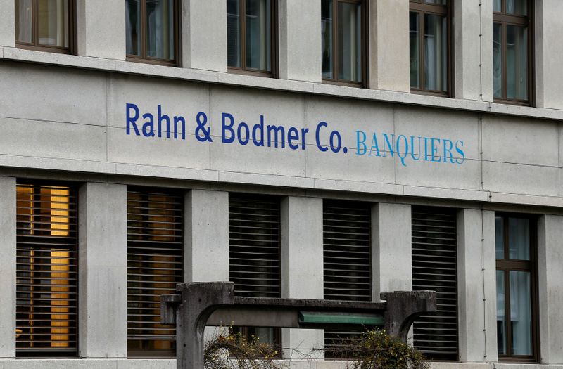 FILE PHOTO: The logo of Swiss bank Rahn & Bodmer